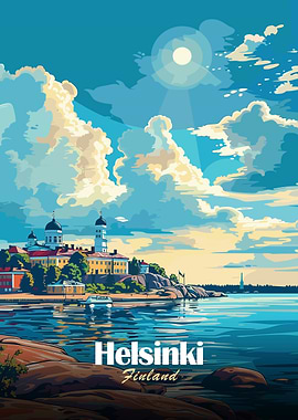 Helsinki Finland Travel Poster