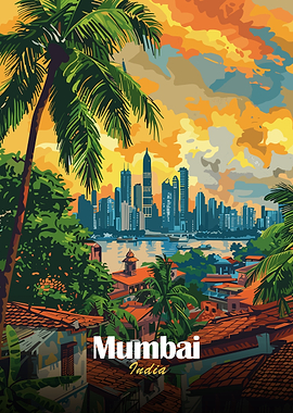 Mumbai India Skyline Art