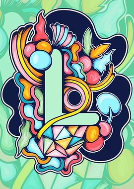 Letter L with Abstract Floral Design