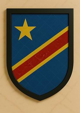 Democratic Republic of the Congo Flag Shield - Marble look