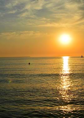 Golden Sunset Over the Ocean