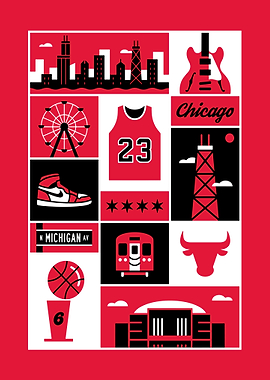 Chicago Icons Red and Black