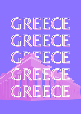 Greece Athens Retro Travel Art