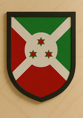 Burundi Flag Shield Framed - Marble look
