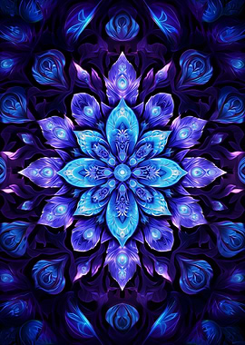 Blue and Purple Floral Mandala