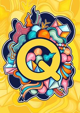 Letter Q Abstract Colorful Illustration