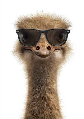 Cool Ostrich with Sunglasses