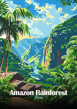 Amazon Rainforest Peru Travel Poster