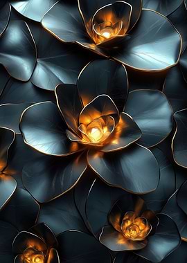 Black and Gold Floral Pattern