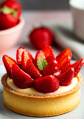 Strawberry Tart with Mint Leaf