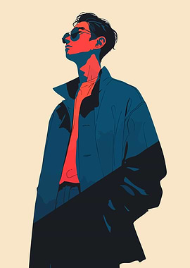 Korean Fashion Man Minimalist Art Illustration