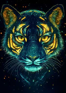 Glowing Tiger Portrait Animal