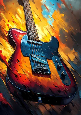 Electric Guitar Abstract Painting Music