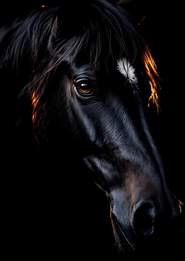 Dramatic Black Horse Portrait