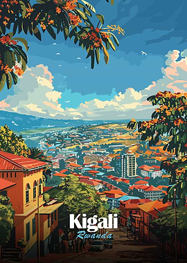 Kigali, Rwanda Cityscape Illustration