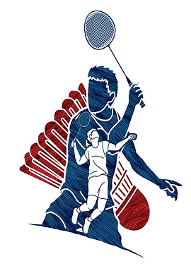 Dynamic Badminton Player Graphic Illustration