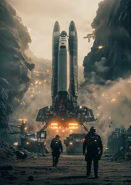 Futuristic Space Shuttle Launch