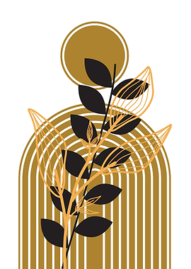 Minimalist Botanical Art with Geometric Shapes