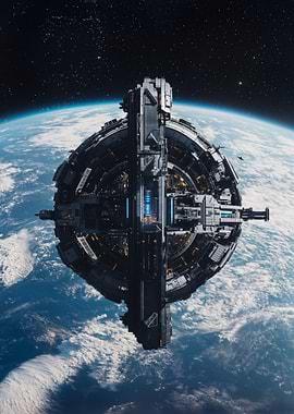 Orbital Space Station Above Earth