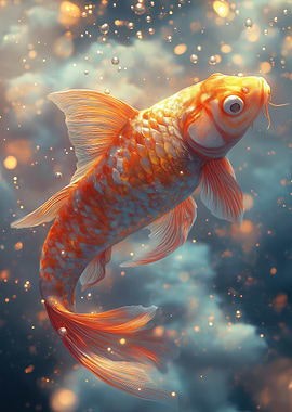 Orange Koi Fish in Dreamy Setting