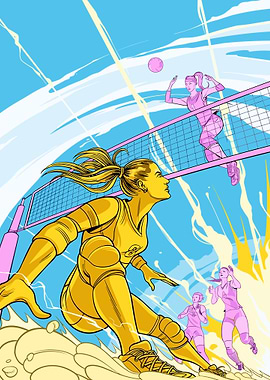 Volleyball Team in Action