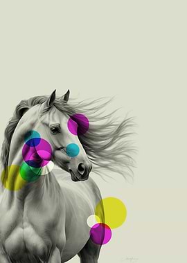 Horse Portrait with Colorful Circles