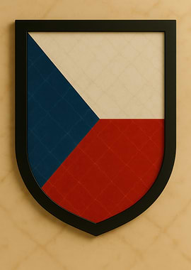 Czech Republic Flag Shield Framed - Marble look