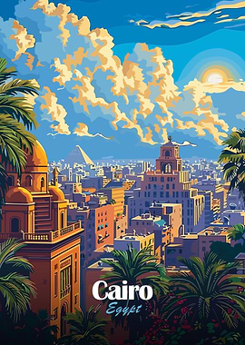 Cairo, Egypt Cityscape Illustration