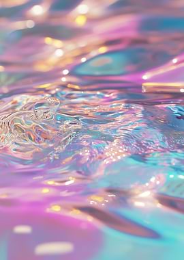Iridescent Drop – Where Color Meets Water - Iridescent Water Surface
