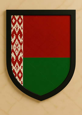 Belarusian Flag Shield Framed - Marble look