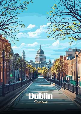 Dublin, Ireland Cityscape Illustration