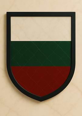 Bulgarian Flag Shield Framed - Marble look