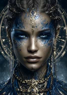 Mystical Woman with Blue Face Paint