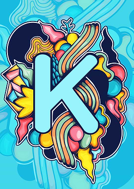 Letter K Colorful Abstract Illustration