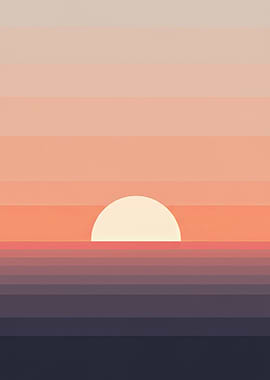 Pixelated Sunset Over Water