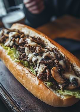 Delicious Cheesesteak Sandwich with Mushrooms