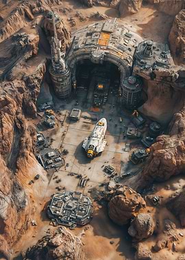 Desert Outpost with Spaceship