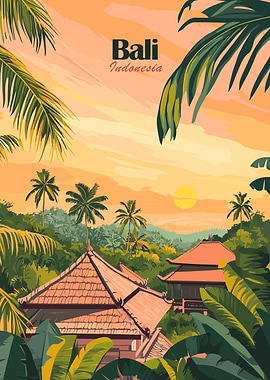 Bali, Indonesia Travel Poster