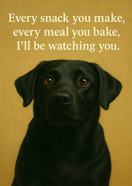 Funny Watching Dog Art - Black Labrador