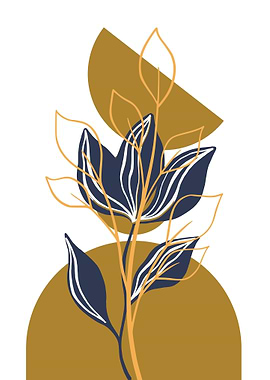 Abstract Floral Art with Geometric Shapes