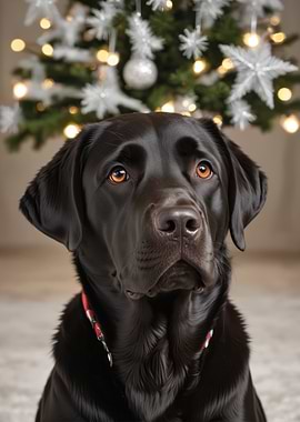 Black Labrador Christmas Portrait