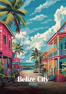 Belize City Travel Poster