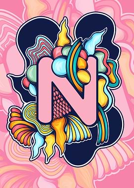 Letter N Psychedelic Art