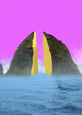 Split Mountain under a Magenta Sky