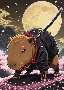 Capybara Samurai with Katana