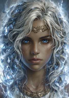 Woman with Lightning Hair Portrait