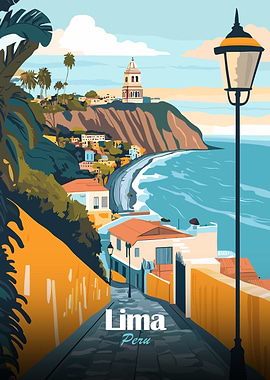 Lima Peru Travel Poster