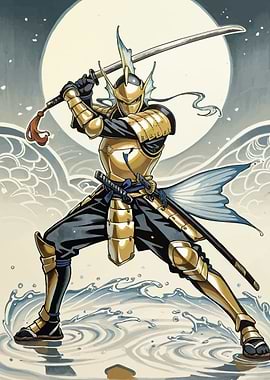 Fish Samurai Warrior with Katana