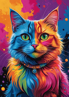 Colorful Cat Portrait