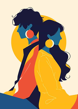 Earrings Couple Minimalist Art Illustration Abstract
